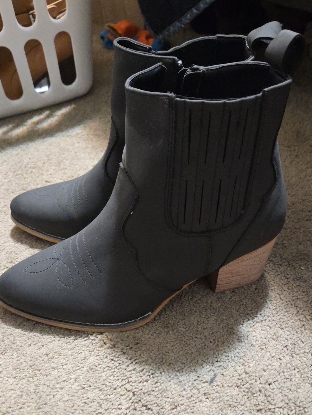 Women's Black Ankle Booties with Block Heel